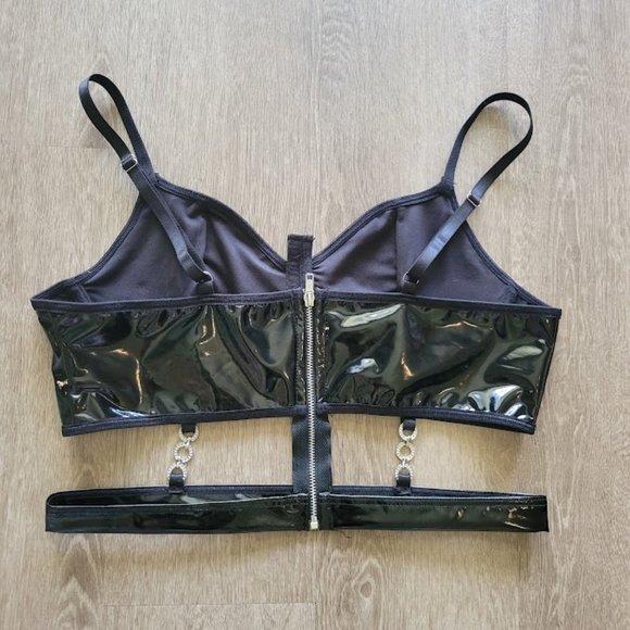 *SOLD* Black PU Bustier Top w/ Rhinestone Detail - NWOT - Picture 4 of 7